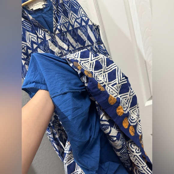 Anthropologie blue abstract tiered maxi dress size XS/S - Picture 8 of 12